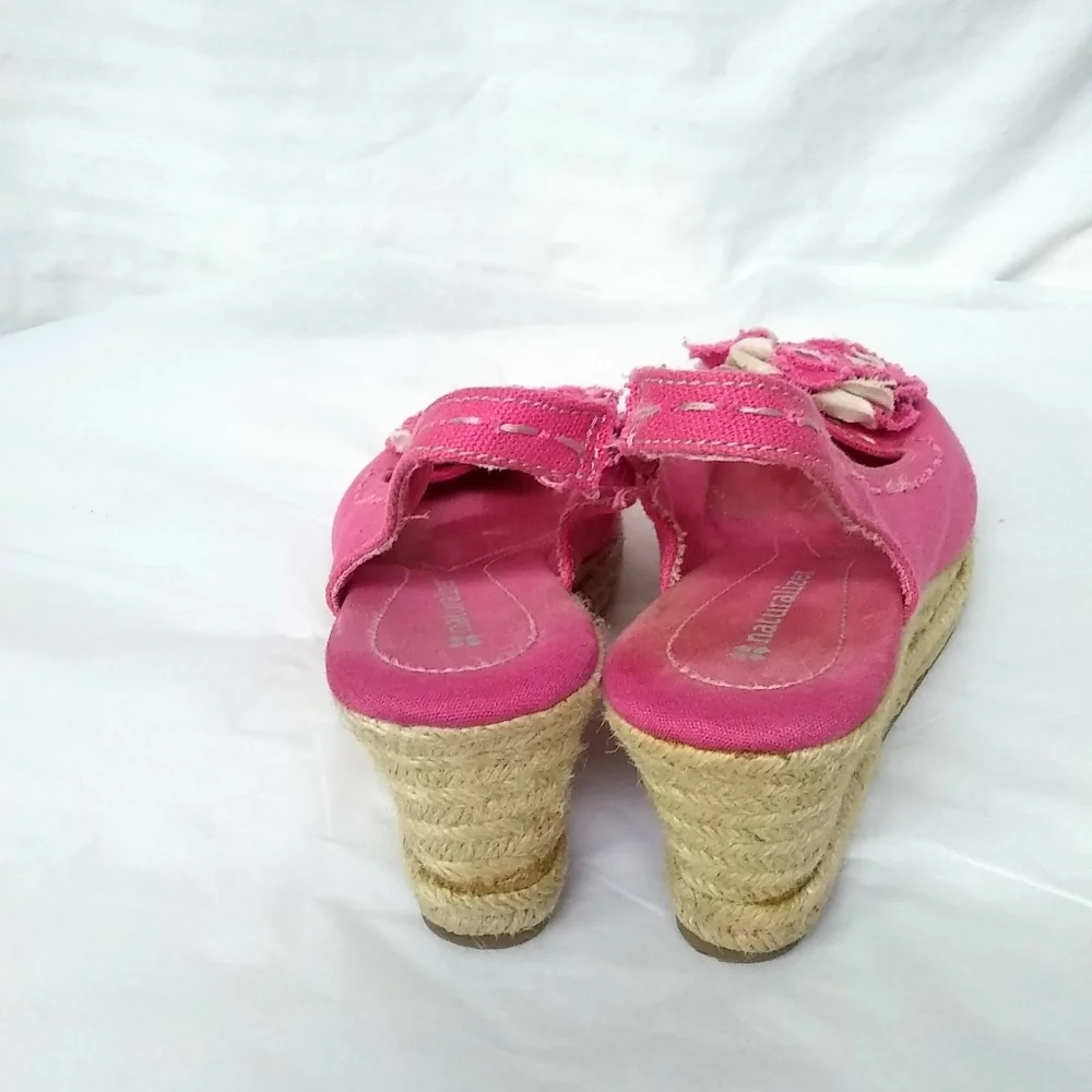 Naturalizer Sandal Shoes Pink Cloth Woven Wedge 3